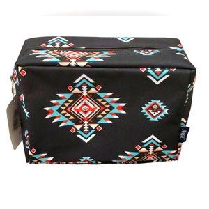 NWT NGIL Canvas Southwestern Style Large Square Makeup Toiletries Bag